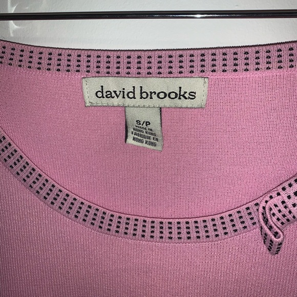 PINK Women’s Size Small David Brooks Rayon Sweater w Bow and Dots - Picture 3 of 6